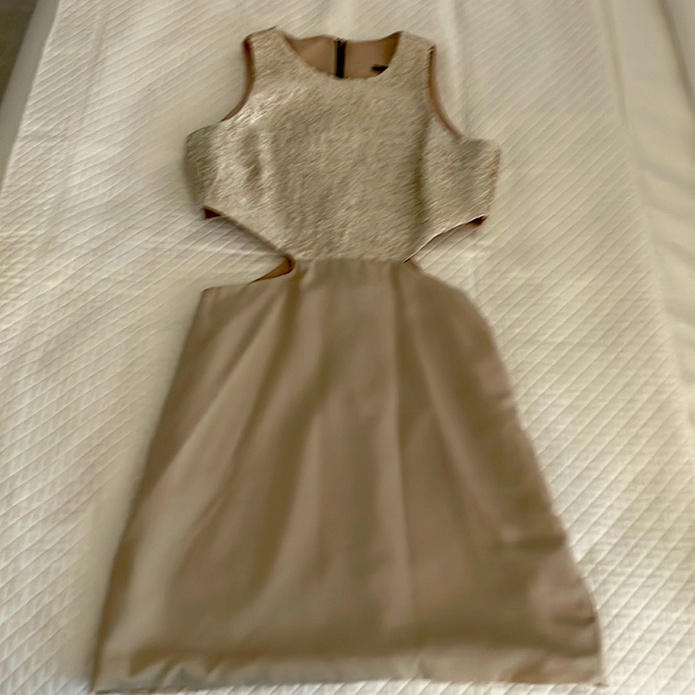 Naven Cream Metallic Cutout Sleeveless Dress Size2